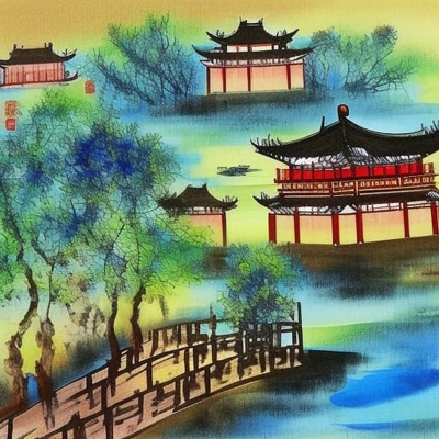 Abbildung: Chinesischer Garten - Impression (erstellt mit Midjourney)